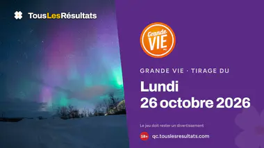 Résultats de la Grande Vie du lundi 26 octobre 2026 : numéros et Grand Numéro