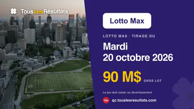 Lotto Max du mardi 20 octobre 2026 : numéros gagnants, Maxplus et Maxmillions