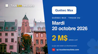 Résultats du Québec Max du mardi 20 octobre 2026 : numéros et lots additionnels