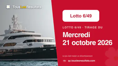 Résultats du Lotto 6/49 du mercredi 21 octobre 2026 : numéros gagnants et Boule d’or